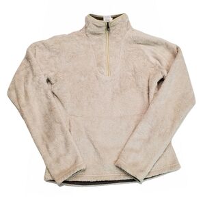 The North Face Women's Cream Fleece Sweater Soft Zip Pockets Jacket Size XS